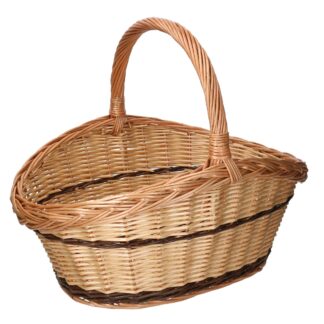 Cesto vimini manico basso naturale ovale cm48x35h17/24