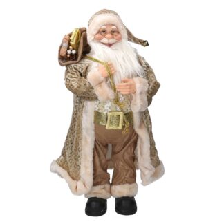 Babbo natale tessuto bianco oro cm27x10h60