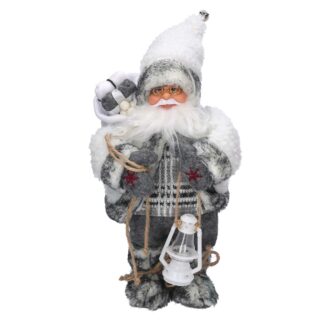 Babbo natale tessuto con musica e movimento bianco cm19x9h30