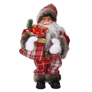 Babbo natale tessuto con musica e movimento rosso cm15x9h30