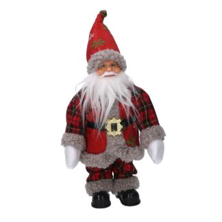 Babbo natale tessuto con musica e movimento rosso cm15x9h30