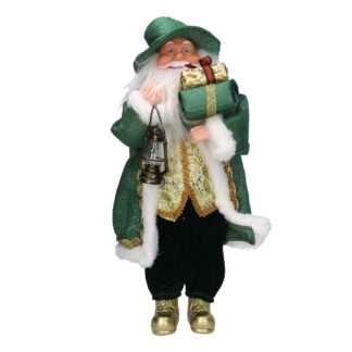 Babbo natale tessuto oro verde cm20x10h45