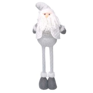 Babbo natale tessuto bianco grigio con gambe telescopiche cm13x9h33/56