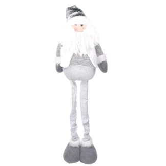 Babbo natale tessuto bianco con gambe telescopiche grigio cm29x11h58/96