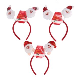 Cerchietto tessuto babbo natale rosso 3assortiti cm18x1x22