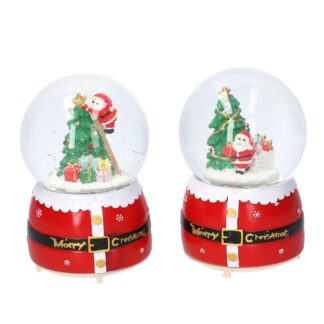 Palla di vetro babbo natale rosso 2 assortiti con musica e led cm ø10h16