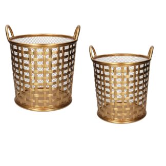 Cesta metallo 1-2 oro tondo cm39,5x38h44,5