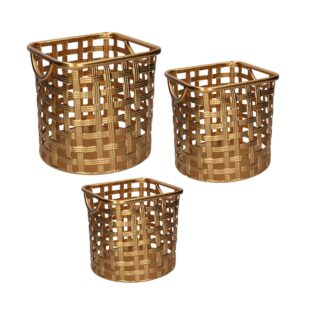 Cesta metallo 1-3 oro quadro cm34,5x34,5h33,5