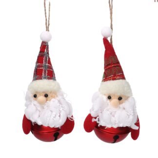 Campanello metallo babbo natale rosso 2assortiti cmø6x18,5