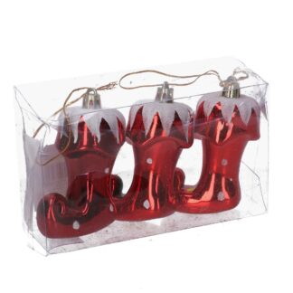 Addobbo per albero plastica scarpe confezione 3 pz rosso cm14x9x4,5