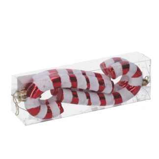 Addobbo plastica bastoncino di zuccheroconfezione 4 pz rosso cm20x6,5x4,4