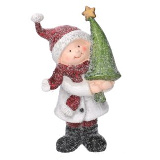 Statua resina bambina con albero cm8x8h17