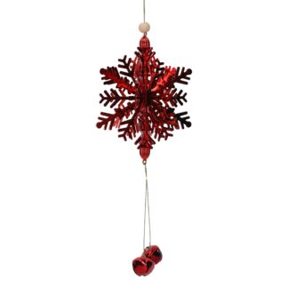 Fiocco di neve metallo rosso cm10,5x9x13/23/32