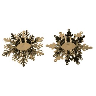 Portacandele metallo fiocco di neve oro2 assortiti cm10,4x11,9h4,5