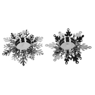Portacandele metallo fiocco di neve argento 2 assortiti cm10,4x11,9h2,5