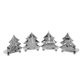 Portacandele metallo albero argento 4 assortiti cm8,5x7,2h9,5