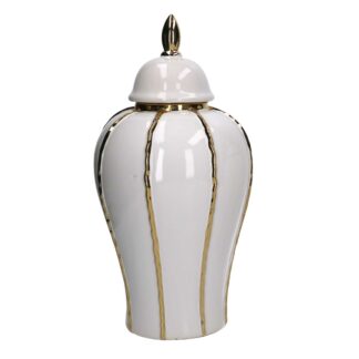 Vaso ceramica con coperchio oro bianco cm ø21h41,5