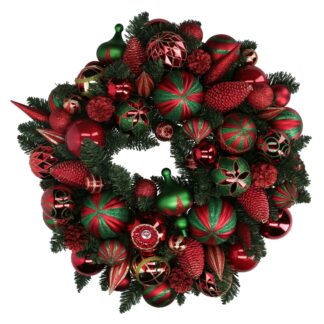 Coroncina con sfere rosso verde cm ø59x15,5