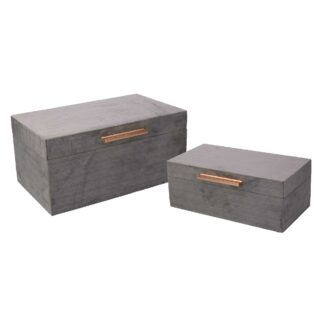 Scatola velluto 1-2 treccia grigio rettangolare cm34x20h16