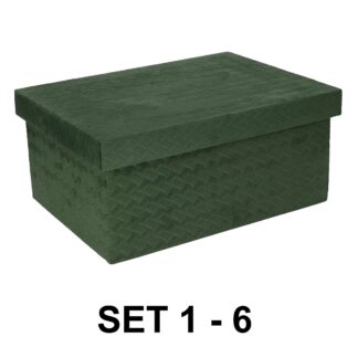 Scatola velluto 1-6 treccia verde rettangolare cm40x32h18