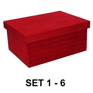 Scatola velluto 1-6 treccia rosso rettangolare cm40x32h18