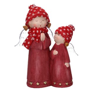 Angelo resina coppia rosso con led cm18x10h22