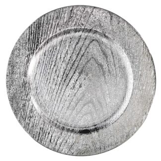Sottopiatto plastica effetto legno argento tondo cm ø33