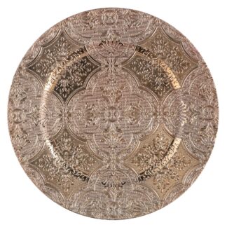 Sottopiatto plastica ricamo oro tondo cm ø33