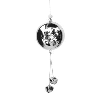 Addobbo per albero metallo con angeli argento cm7,8x4,4x18/27