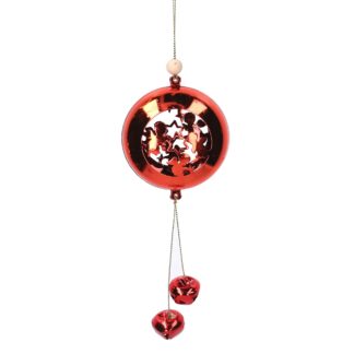 Addobbo per albero metallo con angeli rosso cm7,8x4,4x18/27