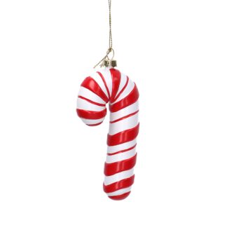 Addobbo per albero plastica bastoncino di zucchero rosso cm6 h13