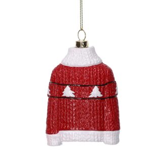 Addobbo per albero plastica maglione rosso cm h9,2X7