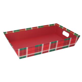 Cesta cartone scozzese rosso rettangolare cm38x27h7