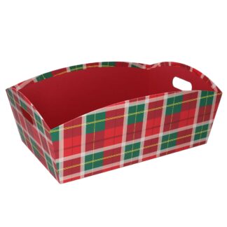Cesta cartone scozzese rosso rettangolare cm38/40x27h15
