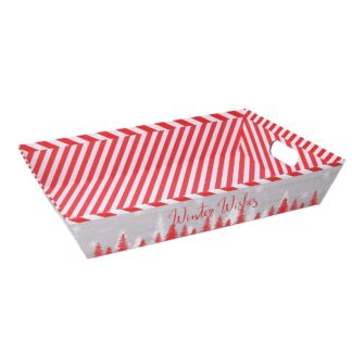 Cesta cartone alberi grigio rosso rettangolare cm38x27h7