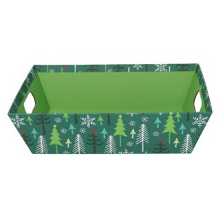 Cesta cartone alberi verde rettangolarecm29x23h8