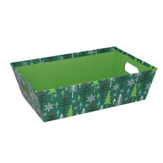 Cesta cartone alberi verde rettangolarecm31x22h9