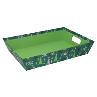 Cesta cartone alberi verde rettangolarecm35x26h7
