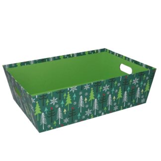 Cesta cartone alberi verde rettangolarecm40x30h12
