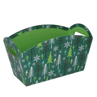 Cesta cartone alberi verde rettangolarecm25,5/27x14h15