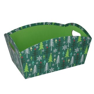 Cesta cartone alberi verde rettangolarecm30/31,5x22h15