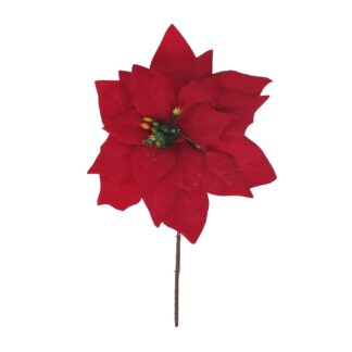 Fiore tessuto stella di natale rosso cmø14h20