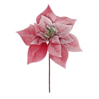 Fiore tessuto stella di natale innevatorosso cm ø20h26