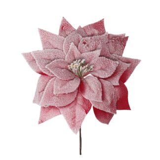 Fiore tessuto stella di natale innevatorosso cm ø23h30