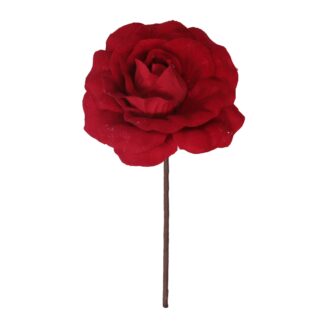 Fiore tessuto rosa rosso cm ø12h20