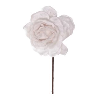 Fiore tessuto rosa innevato bianco cm ø15h25