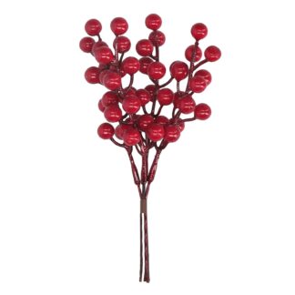 Ramo plastica bacche rosso cm 10h21