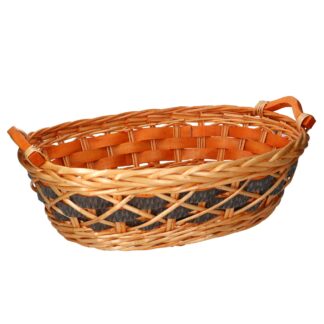 Cesta vimini intreccio grigio ovale cm50/54x40h15