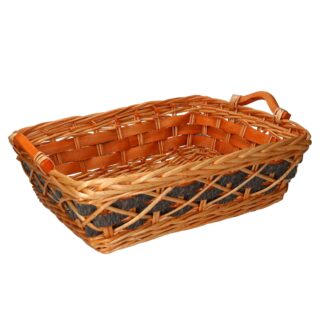 Cesta vimini intreccio grigio rettangolare cm50/54x39h14