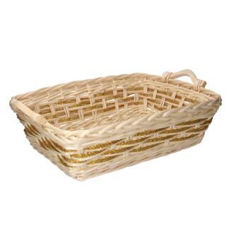 Cesta vimini naturale intreccio oro rettangolare cm50/57x40h14,5